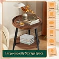 thumbnail image 6 of HDUTNGISN 2-Tier Round Brown Wood Side Table with Metal Frames,Small End Table for Living Room, 6 of 8