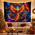thumbnail image 3 of Moon Stars Phoenix with Outstretched Flame Hued Wings, Mystical Fantasy for Space Lovers, Galaxy Room Decor, Graduation Gift, Tapestry Wall Hanging for Bedroom and Dorm, 3 of 7