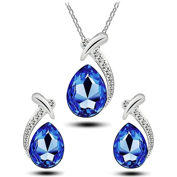 PPgejGEK Drop Water Fashion Women's Flash Drill Suit Pendant Earrings Necklace Necklaces Pendants Pendant Necklace Set Pendant Necklace Set for Valentine's Day Mother's Day Christmas Birthday Gifts