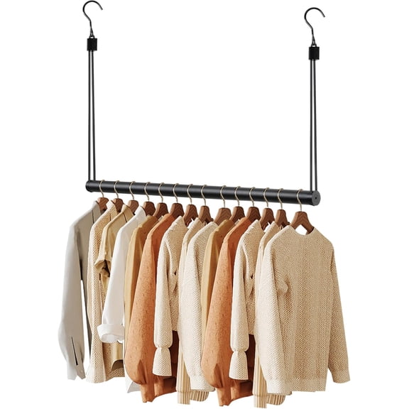 Adjustable Closet Hanging Rod 32" Black Closet Rod Extender