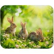 Yeuss Wild Rabbit Mouse Pad Rectangular Non-Slip Mousepad, Rabbits Beauty Art Design of Cute Little Easter Bunny in