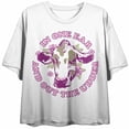 thumbnail image 4 of In One Ear And Out The Udder Crew Neck Short Sleeve Women's White Crop T-shirt-Medium, 4 of 7