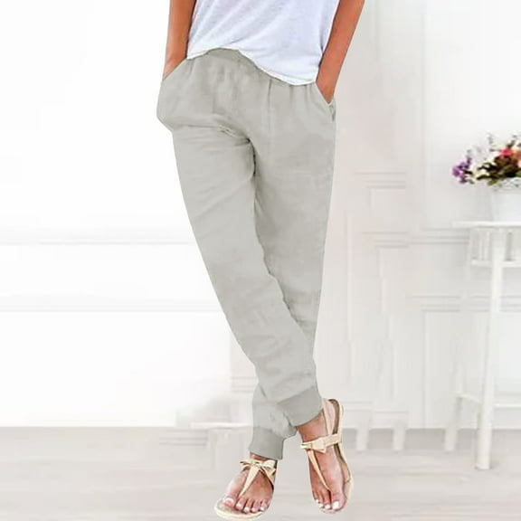 Womens Sweatpants Womens Elastic Waist Pants Casual Trousers with Pockets Fashion Clothing
