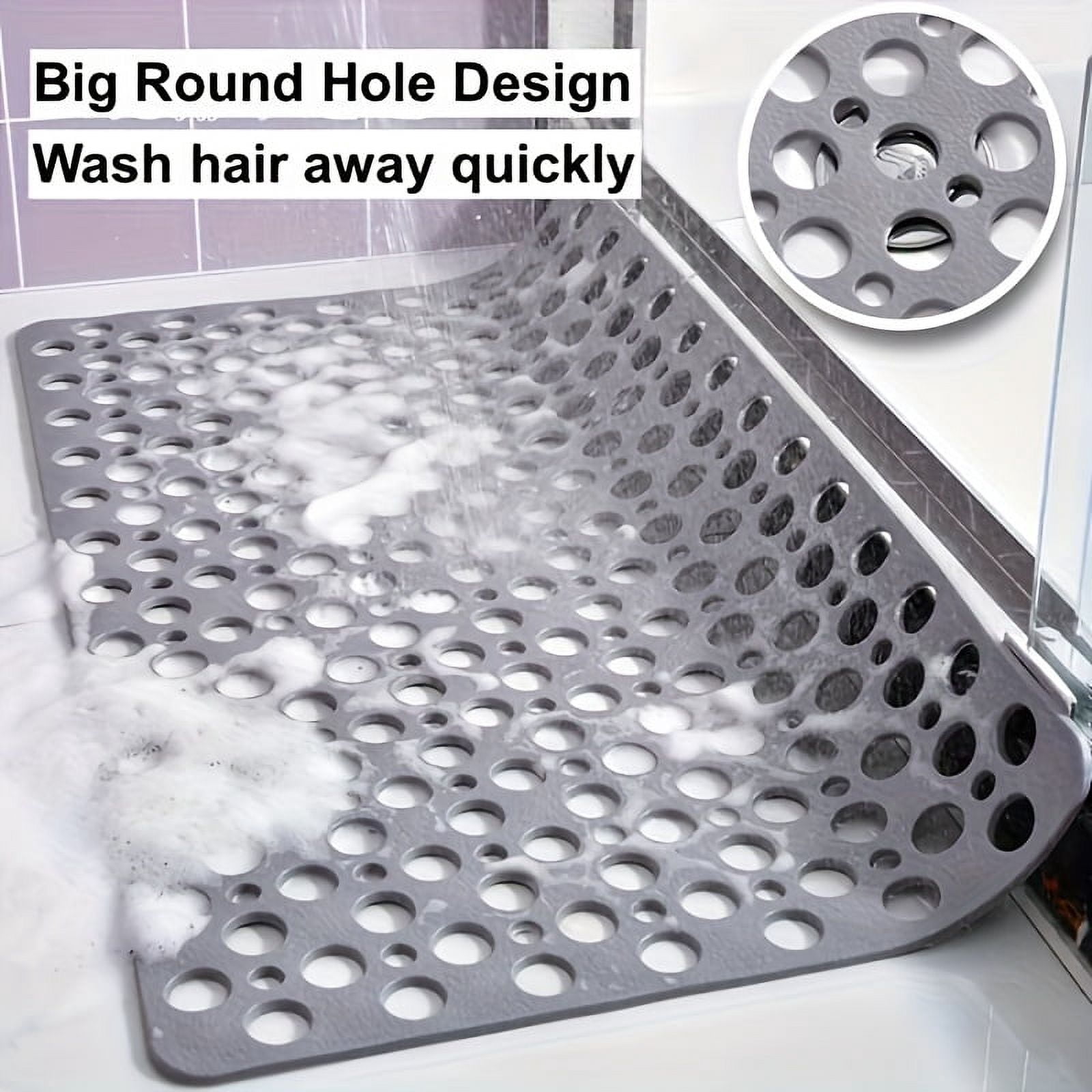 Non Slip Bathtub and Shower Mat with Suction Cups and Drain Holes, quick-drying shower mat with round hole design, Soft Machine Washable Non Slip Bath Mat for Tub, Shower Mats for Inside Shower.