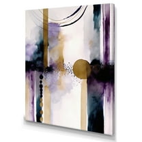 Designart Abstract Geode Geometric Purple And Gold II Canvas Wall Art