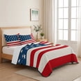 thumbnail image 5 of Full Quilt Set 78''x90'', 4th of July Lightweight Summer Bedspread Coverlet Set with 2 Pillow Shams, Red Stripes Independence Day Breathable All Season Quilt Bedding for Bedroom/Guest Room, 5 of 9