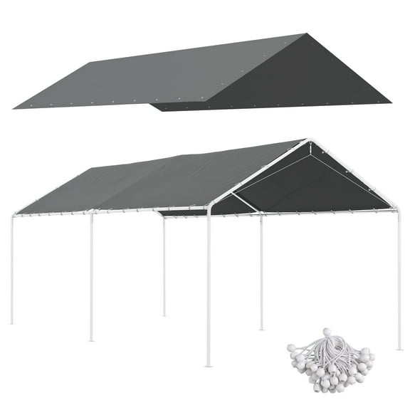 Dark Gray 10x20 Carport Canopy Cover – Replacement Top, UV/Water Resistant