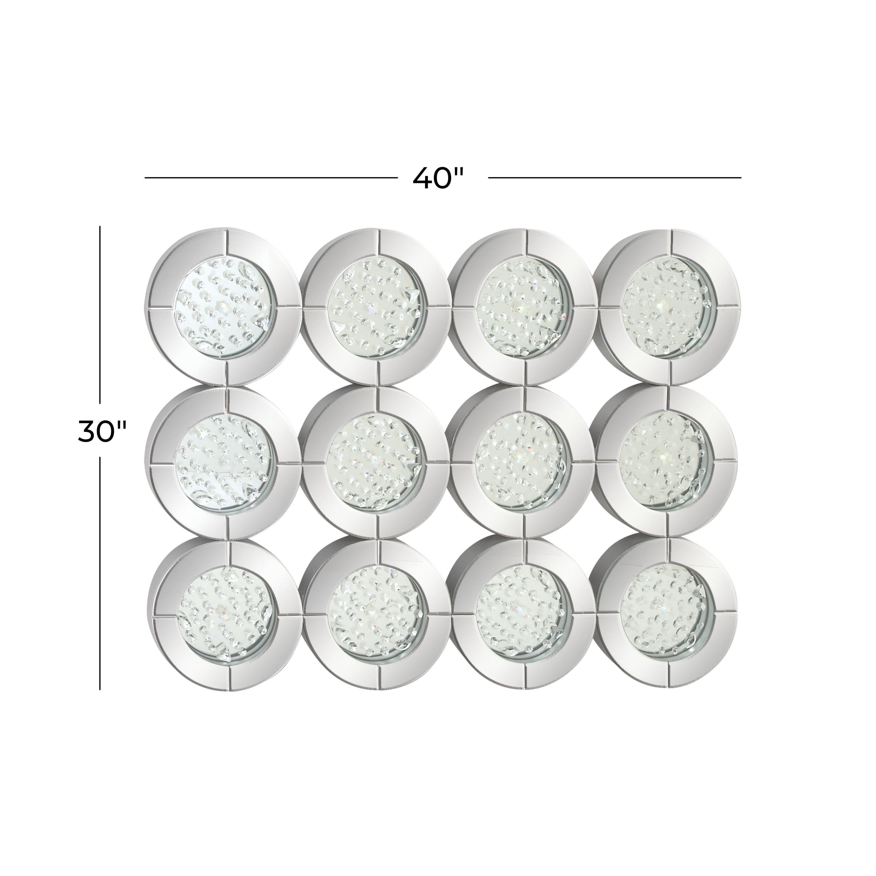 DecMode 39" x 29" Silver Wall Mirror with Floating Crystals