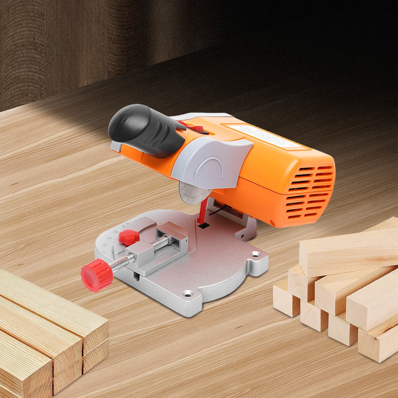 90W Mini Benchtop Cut-off Miter Saw 0.47inch Miter Saw Wood Metal Cutter with Clamping Handle Armrest