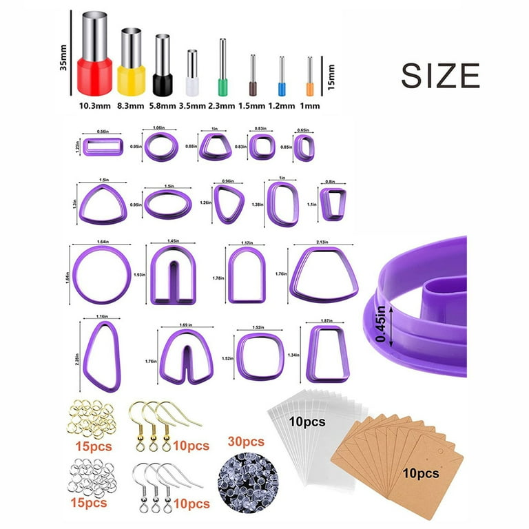 18pcs Soft Pottery Mold Cutter Plastic Clay Earring Making Diy Tool