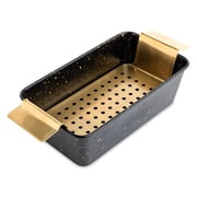 Thyme & Table Non-Stick Aluminized Steel Loaf Pan with Gold Stainless Steel Trivet, Black & Gold, 12.4 in x 5.75 in