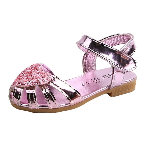NOKIO Girls Sandals Glittler Dress Shoes Princess Crystal High Heels Party Wedding Flower Girls Shoes for Kid Toddler Flat Shoes Single Shoes Children Princess Shoes Hollow Baotou Single Shoes