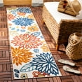 thumbnail image 2 of SAFAVIEH Cabana Siomha Floral Indoor/Outdoor Runner Rug, Creme/Red, 2' x 10', 2 of 8
