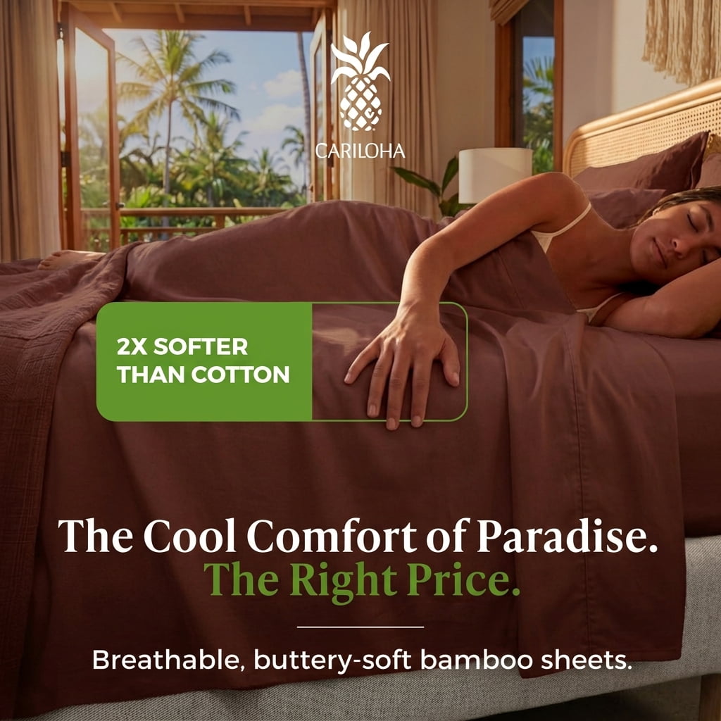Aloha Soft by Cariloha Bamboo Viscose Sheets – 4-Piece Queen Sheet Set – 16 in Deep Pockets – Buttery Soft Cooling Sheets – Maroon Sunset