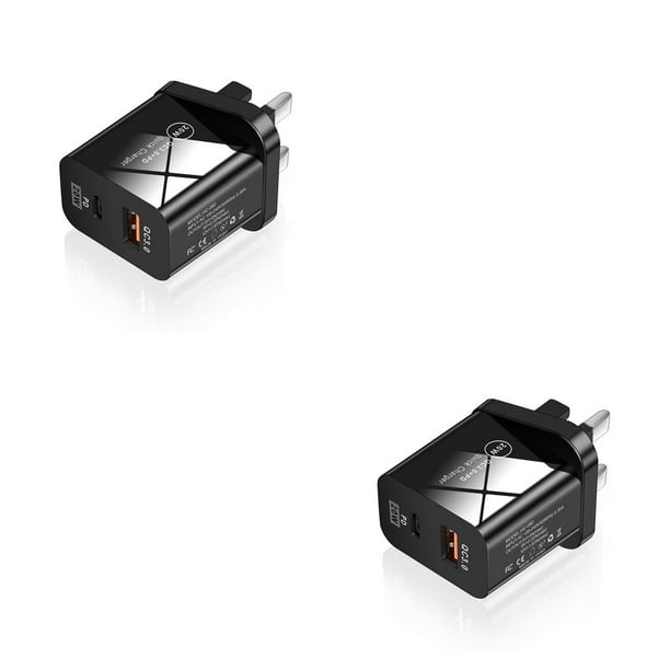 Adaptador de carga Bearachild de pared para teléfono móvil 20 W tipo C 2 puertos negro tipo 3