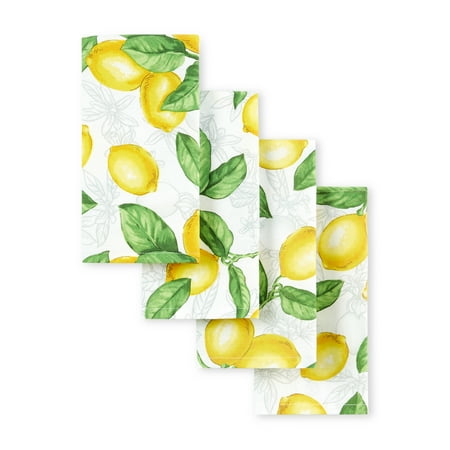 Martha Stewart Lots of Lemons Napkin Set 4-Pack, White/Yellow, 19"x19"