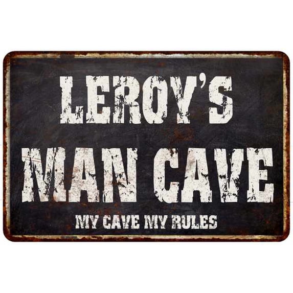 LEROY'S Man Cave Black Grunge Sign Home Decor Gift Cave Funny 208120004197