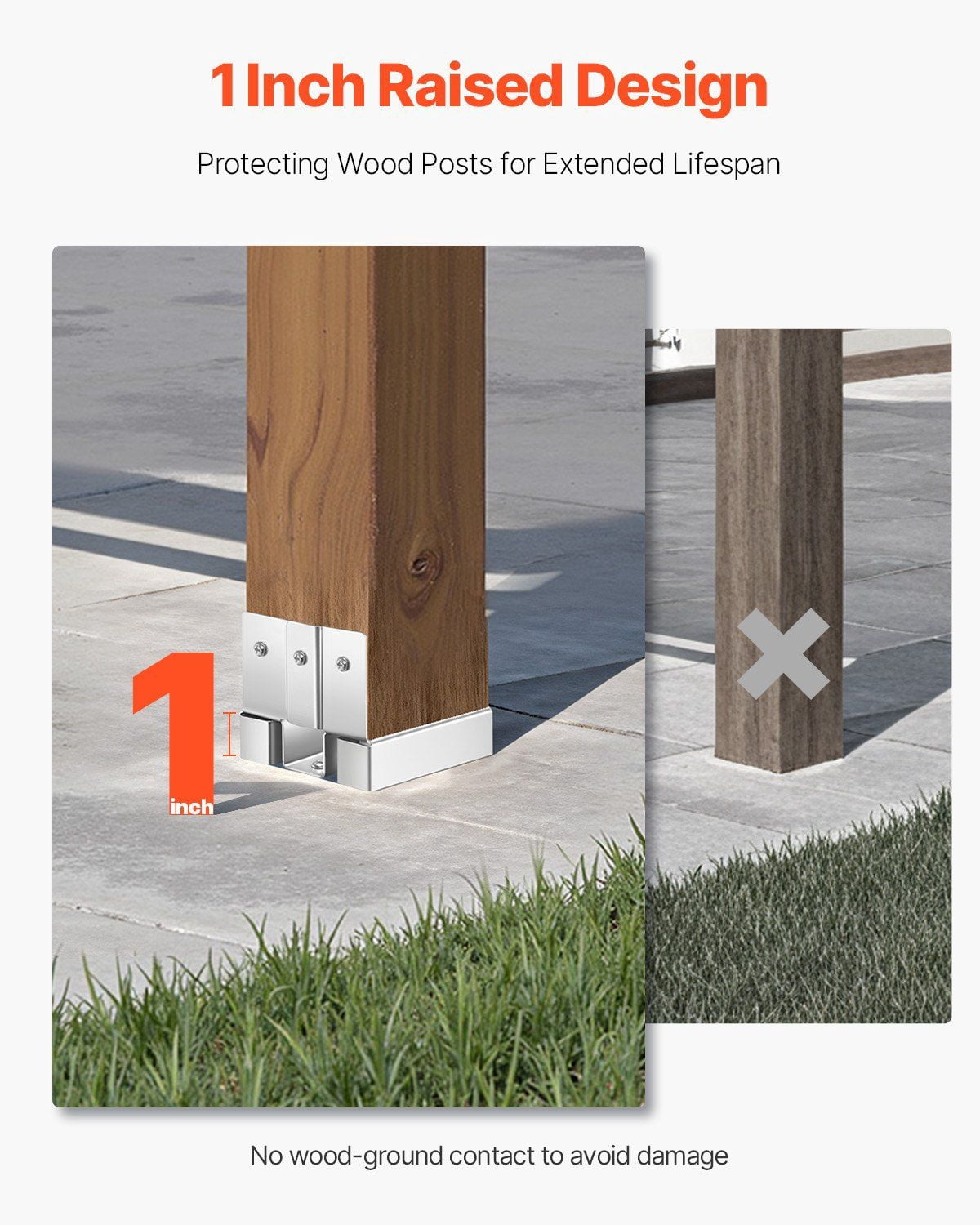 4x4 Post Base Bracket for Concrete - Heavy Duty 3.53x3.56 in Anchor for Wood Posts, Galvanized Steel