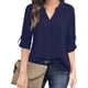 thumbnail image 3 of Blusa simple sólida, blusa casual de manga larga con cuello en V, ropa de mujer, 3 of 4