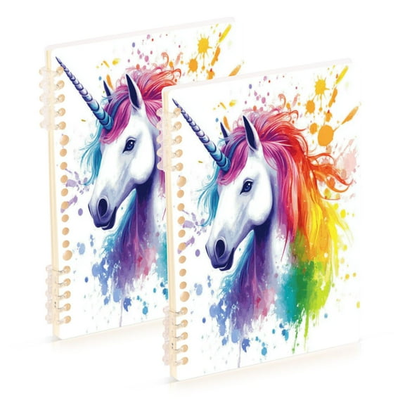 Wirebound Notebook Hardcover Spiral Notebooks Rainbow-colored Unicorn, 60 Pages, 80 GSM, 5.7 x 8.3in