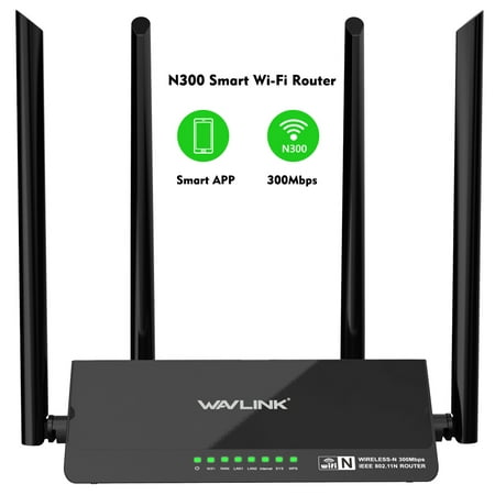 Wavlink N300 Wireless Wi-Fi Router - 4 x 5dBi High Power Antennas, Up to (Best Place To Set Up Wireless Router)