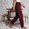 thumbnail image 4 of Kelon Women's Casual Pants, Womens Linen Pants Wide Leg Palazzo Capri Drawstring Casual Lounge Flowy Summer Beach Vacation Crop Trousers with Pockets, 2XL, 4 of 6