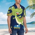 thumbnail image 3 of Rateoe Dino Playing Roller Skate Pattern Men’s Hawaiian Shirt – Short Sleeve Button-Down Tropical Beach Shirt, Lightweight & Breathable Casual Aloha Shirt with Pocket,3X-Large, 3 of 7