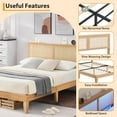 thumbnail image 4 of Rattan Bed Frame, Natural Rattan Headboard King Bed Frame with Led Lights, Noise-Free Platform Bed Frame with Wooden Support Legs and Slats, 4 of 8