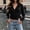 #0098-Black, variant on Women's Solid Color V-Neck Knitted Pullover Long Sleeve Side Tied Knitted Top Casual Jacket for Fall