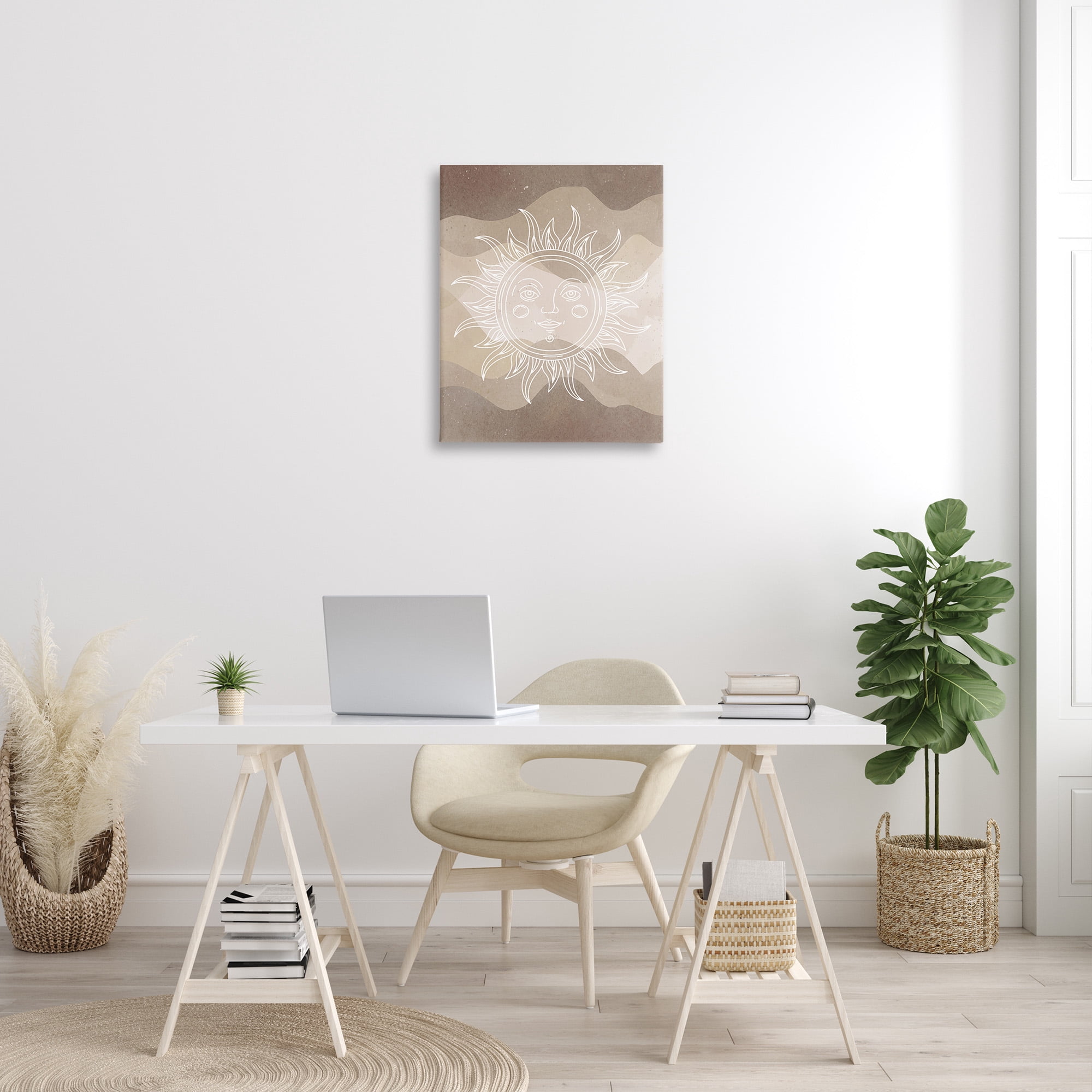 Stupell Industries Boho Celestial Sun Landscape Painting Gallery Wrapped Canvas Art Print Wall Art, 24 x 30