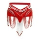 thumbnail image 3 of Falda de cadera para danza del vientre Hugo Seda real con borla cristal cintura cadena rojo, 3 of 10