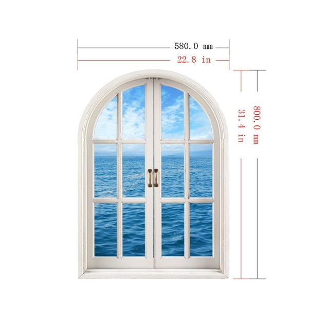 EGNMCR Wall Stickers, Cute Stickers Window Sea View Wall Stickers Removable Art Decal Mural Wallpaper Sticker