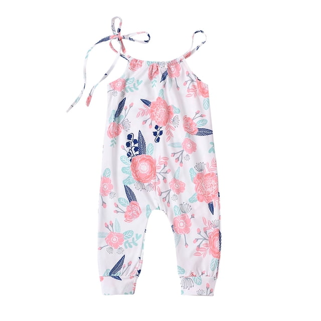 Body De Bebé Canastilla Onesies Para Niños Pequeños Niños Sin Mangas Estampado Floral Mono De Una Pieza Con Correa Mono Rosa Odeerbi LM103-3999
