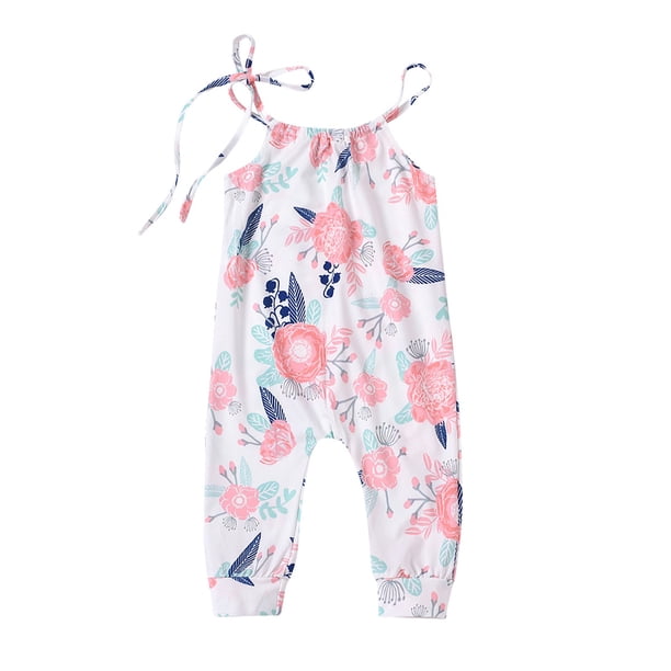 Body De Bebé Canastilla Onesies Para Niños Pequeños Niños Sin Mangas Estampado Floral Mono De Una Pieza Con Correa Mono Rosa Odeerbi LM103-3999