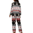 thumbnail image 2 of Renewold Christmas Aztec Ethnic Button Pajama Set Women Warmth Pants Bottoms Pullover Shirt Snowflake Snowman Long Sleeve Loungewear Tracksuit Size XL, 2 of 6