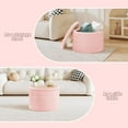thumbnail image 5 of Ottoman with Storage, Foldable Round Ottoman Sherpa Stool with Tray, Boucle Foot Rest for Living Room, Bedroom, Dorm(Pink), 5 of 15