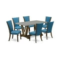 thumbnail image 6 of East West Furniture V796VE721-7 7Pc Dining Room Table Set Consists of a Wood Dining Table and 6 Parsons Dining Chairs with Blue Color Linen Fabric, Distressed Jacobean and Cement Finish, 6 of 10