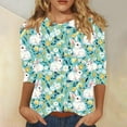 thumbnail image 2 of lcziwo Womens Easter Shirts Spring 3/4 Sleeve Crewneck Eggs Pattern Tee Blouses Cute Rabbit Graphic Holiday Tunic Tops Multicolor XXL, 2 of 6