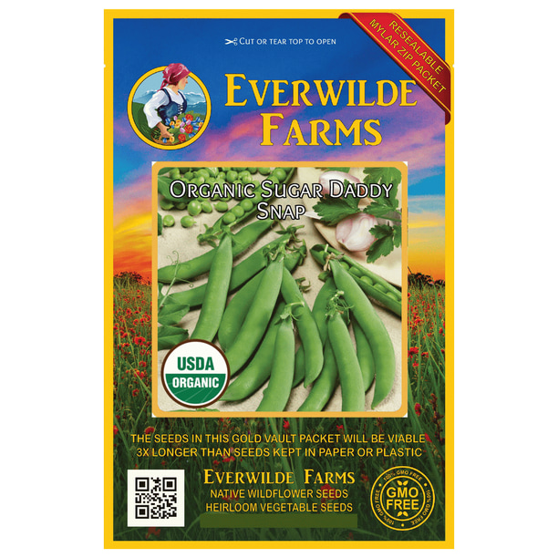 Everwilde Farms 1 Oz Organic Sugar Daddy Snap Pea Seeds Gold Vault Bulk Seed Packet Walmart Com Walmart Com