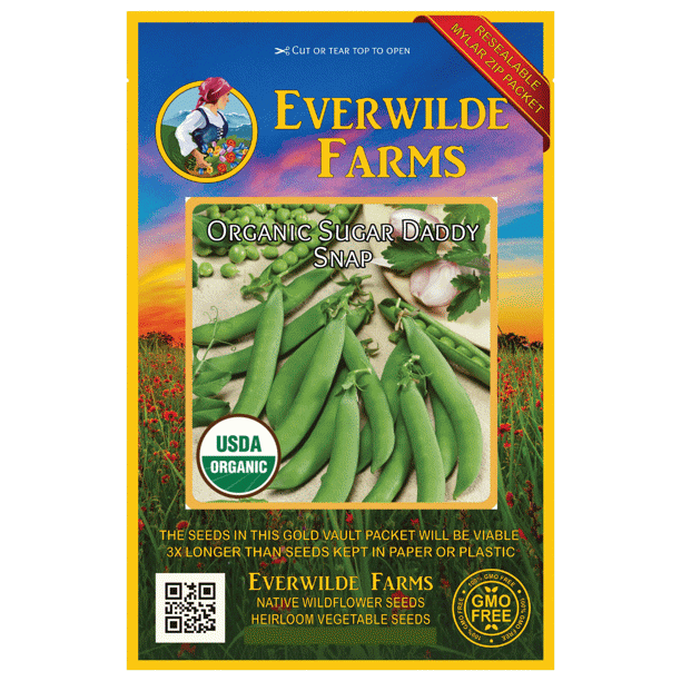 Everwilde Farms 1 Oz Organic Sugar Daddy Snap Pea Seeds Gold Vault Bulk Seed Packet Walmart Com Walmart Com Everwilde Farms 1 Oz Organic Sugar Daddy Snap Pea Seeds Gold Vault Bulk Seed Packet Walmart Com Walmart Com