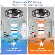 20 inch Industrial Black Caged Ceiling Fan with Lights,Modern 6-Light Light Fixture with Remote Control,5 ABS Blades Reversible 6-Speed for Bedroom,Kitchen.