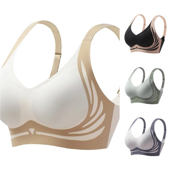 HNMKIU Women's Wireless Seamless Comfort Bra Wirefree Smooth T Shirt Daily Wear Lightweight Breathable Supportive Unlined Stretch Fit White - XXXL