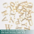 thumbnail image 4 of 1 Box 26Pcs 26 Style Brass Cabochons Nail Art Decoration Accessories with Cubic Zirconia Letter Golden 6~7x3~8x1.5~2mm 1pc/style, 4 of 6