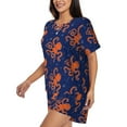 thumbnail image 2 of "Wukai Octopus Women's Pajama Set - Short-Sleeve Top and Shorts with Elastic Waistband and Pockets for Loungewear, Yoga, and Casual Wear-X-Large, 2 of 8