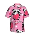 thumbnail image 2 of Fotbe Panda Heart Valentine Pink Hawaiian Shirt For Men Unisex Summer Beach Casual Short Sleeve Cotton Linen Button Down Shirts-Large, 2 of 9