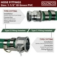 thumbnail image 7 of Gloxco Heavy Duty Green PVC Suction Hose Assembly for Water Transfer, 1-1/2" Inside Diameter, Installed Male x Female Cam and Groove Fittings, 10 ft Length, 7 of 7