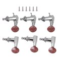 thumbnail image 1 of Tuner Pegs Tuning Machine Heads Button Silver Wooden Folk Guitar Brown Oval Concave Handle, 1 of 10