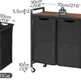 thumbnail image 5 of Laundry Hamper, Laundry Sorter 2 Section, 2 × 13 Gal (49.5L), Laundry Basket with Wheels, Rolling Cart, Pull-Out and Removable Oxford Fabric Bags, Rustic Brown and Black, 5 of 6
