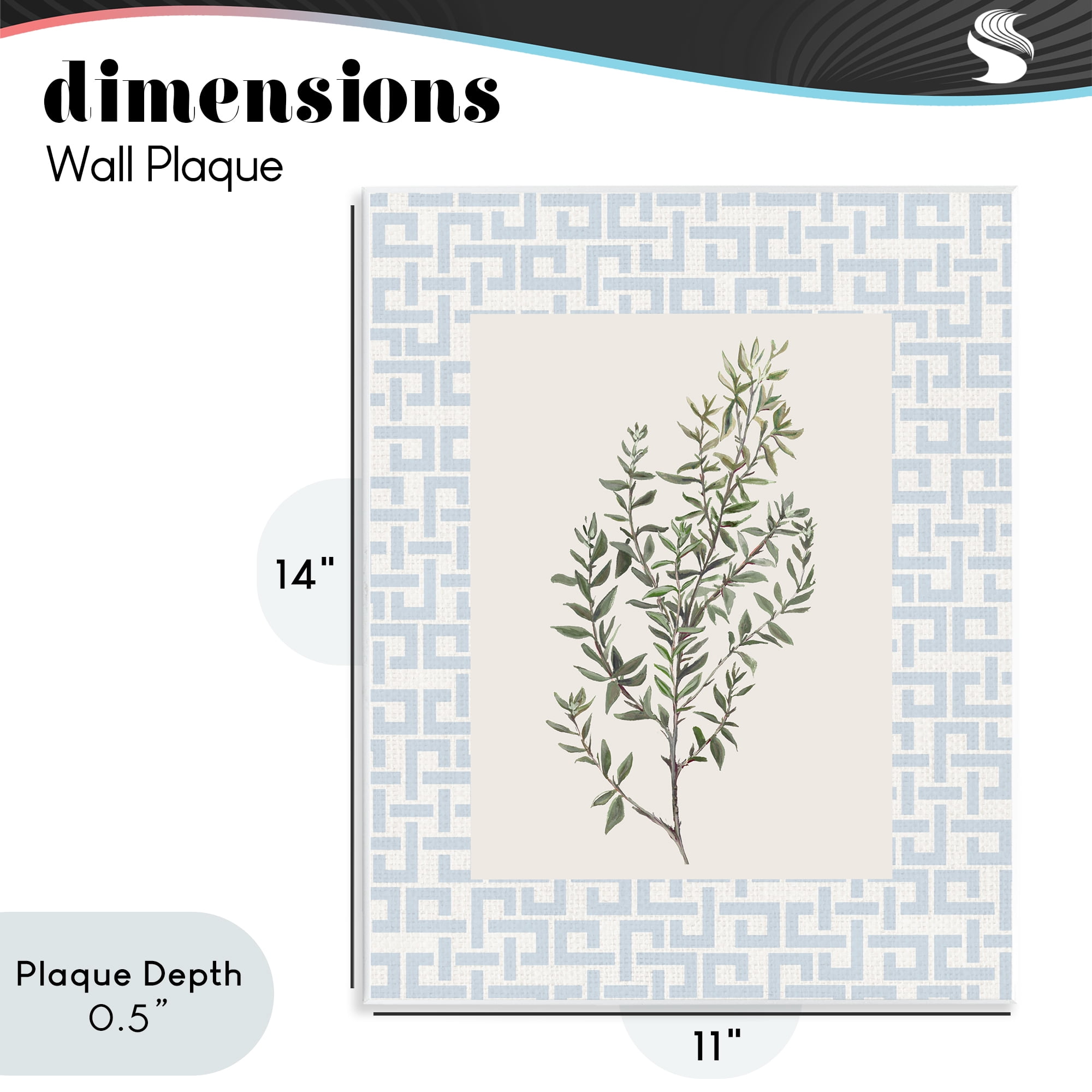 Stupell Industries Leafy Herb on Geometric Wall Plaque Art, design by Diannart
