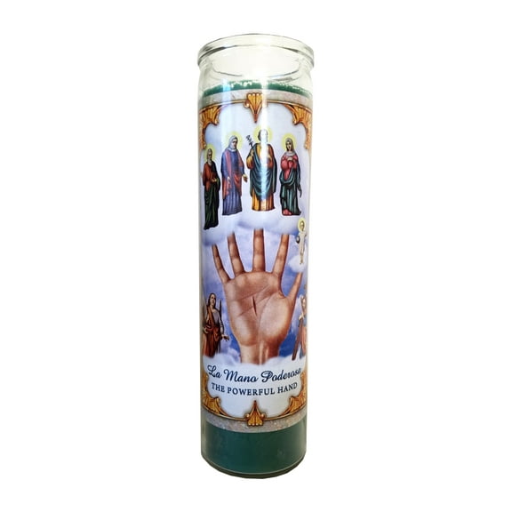 Powerful Hand (La Mano Poderosa) Green Devotional Candle